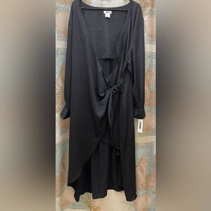 NWT DKNY Classic Black Plus Size Womens Wrap High Low Maxi Dress 22W Goth Grunge